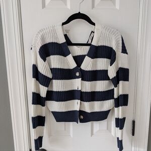 moon & madison Striped Navy and Cream Cardigan